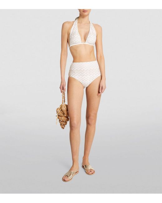 Missoni White Zigzag Plunge Bikini