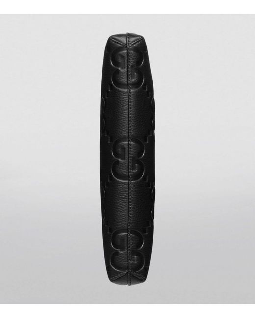 Gucci Black Leather Jumbo Gg Messenger Bag for men