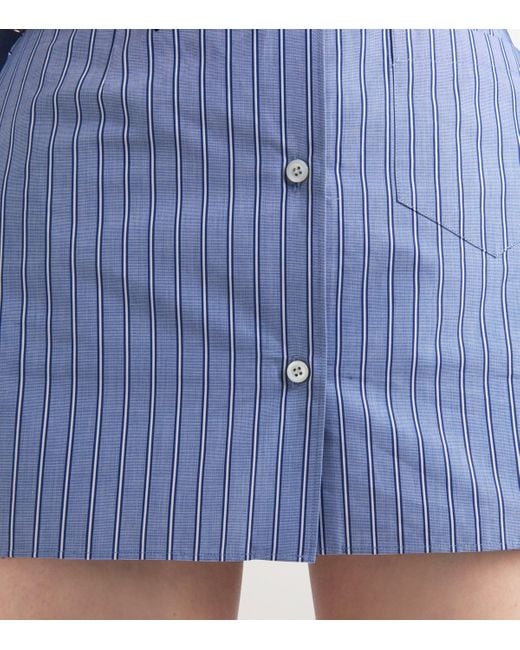 Prada Blue Cotton Striped Mini Skirt