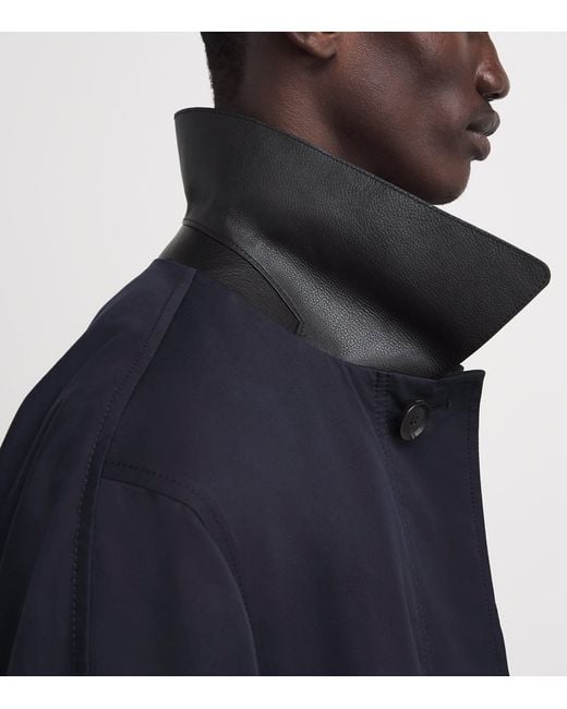 Brioni Blue Leather-Trim Reversible Jacket for men