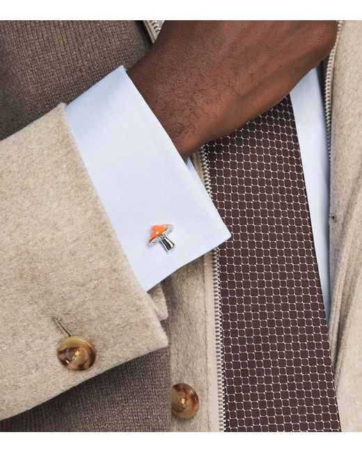 Babette Wasserman Natural Rhodium-Plated Mushroom Cufflinks for men