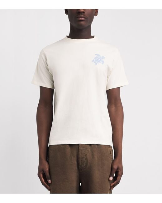 Vilebrequin White Organic Cotton Embroidered T-Shirt for men