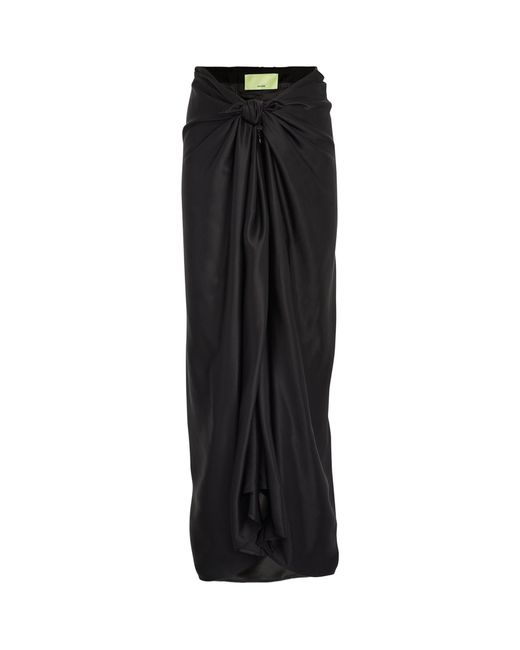 Totême  Black Satin Tie-detail Maxi Skirt