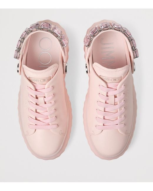 Jimmy Choo Pink Diamond Maxi Leather Slingback Sneakers