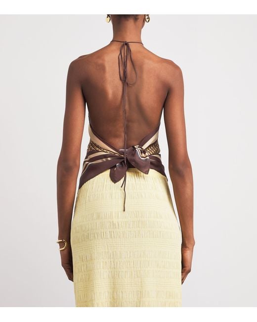 Sir Brown Satin Cooper Scarf Top