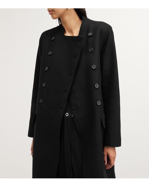 AllSaints Black Wool-Blend Blaize Coat