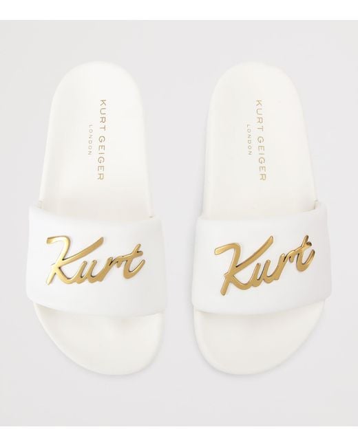 Kurt Geiger White Meena Logo Slides