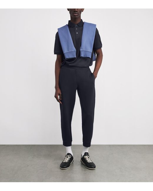 Emporio Armani Blue Embossed-Logo Polo Shirt for men