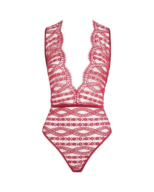Coco De Mer Red Lace Renata Bodysuit
