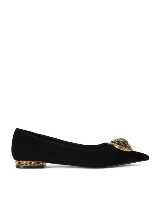 Kurt Geiger Black Suede Chelsea Pointed Ballet Flats