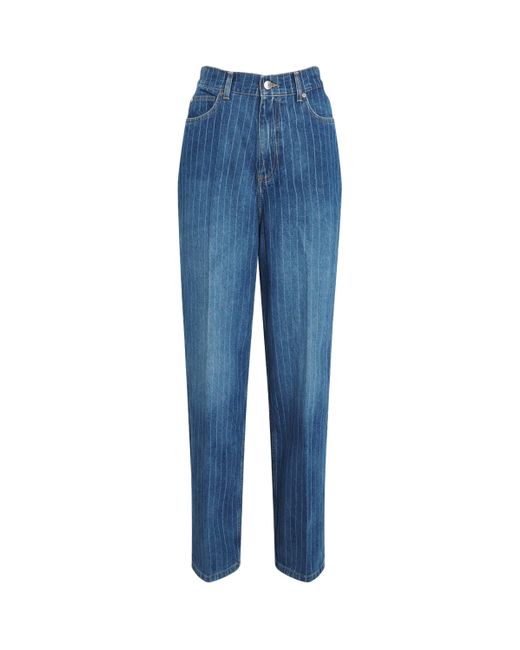 Sandro Blue Stripe Wide-Leg Jeans