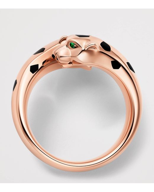Cartier Pink Tsavorite Garnet And Onyx Panthère De Ring