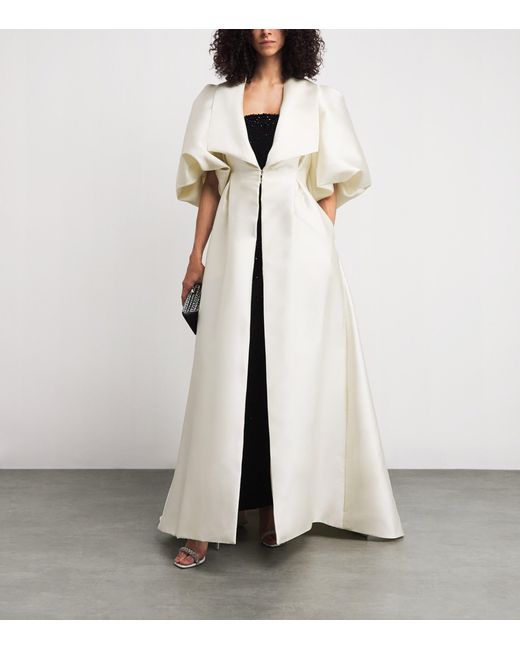 Sabina Bilenko White Satin Twill Martina Opera Coat