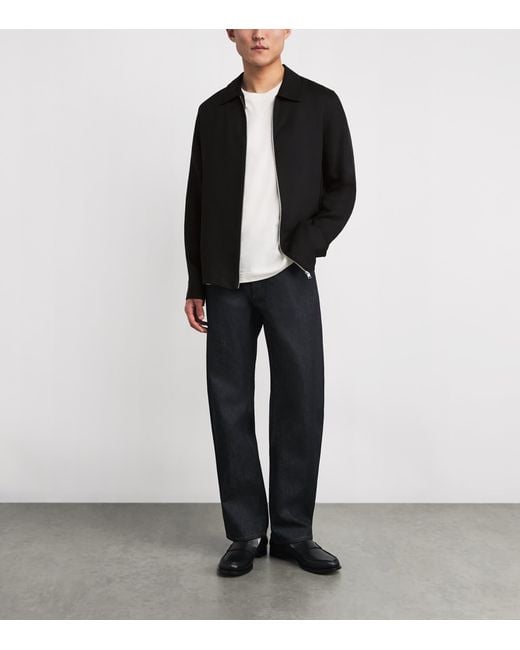 Sandro Black Relaxed Zip-Up Shirt for men