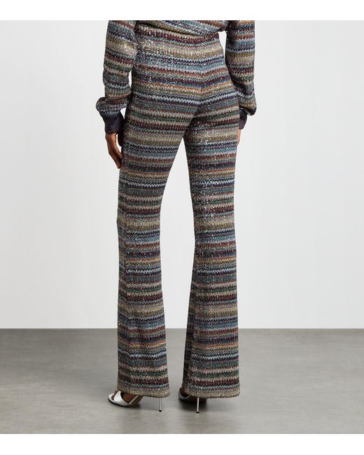 Missoni Gray Metallic Stripe Flared Trousers