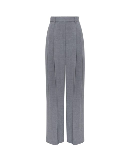 Brunello Cucinelli Gray Wool Panama Wide-leg Trousers