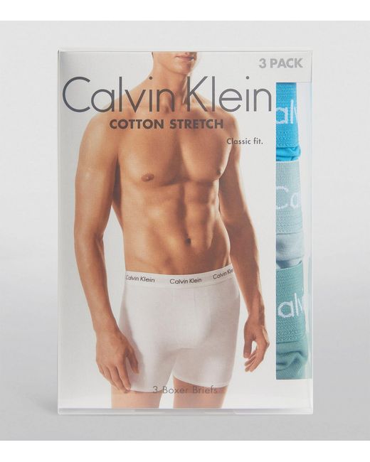 Calvin Klein Gray Cotton Stretch Boxer Briefs (pack Of 3) for men
