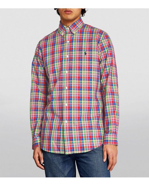 Polo Ralph Lauren Red Poplin Long-sleeve Check Shirt for men