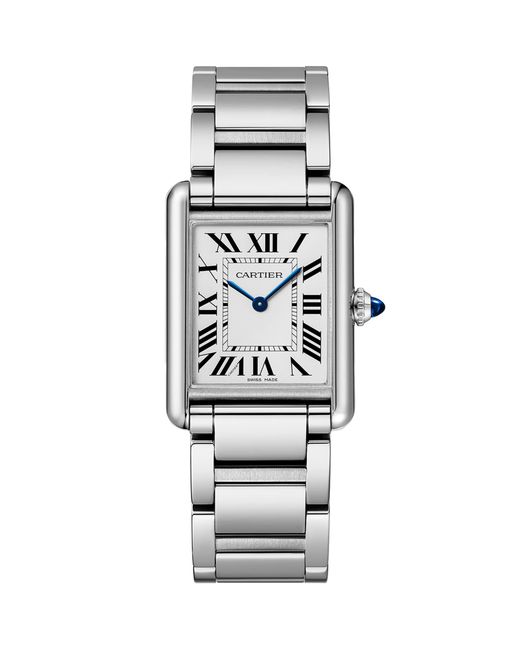 Cartier White Large Stainless Steel Tank Must Watch