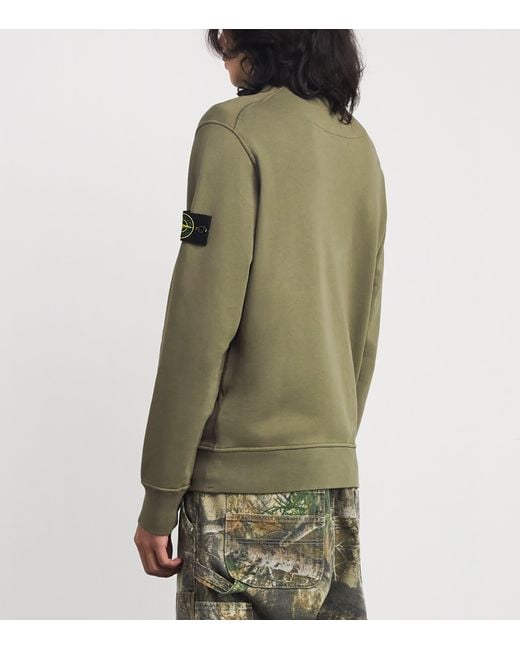Stone Island Green Organic Cotton Zip-Up Sweatshirt for men