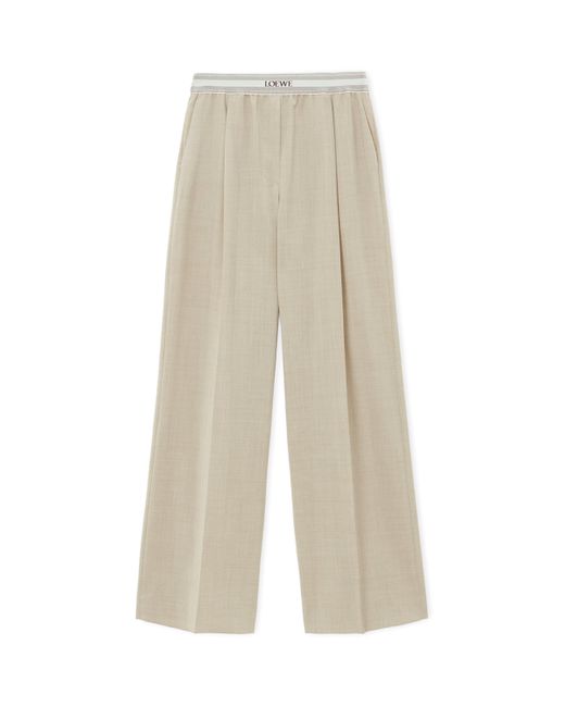 LOEWE Wool cropped wide-leg pants ワイドレッグ パンツ ロゴ Wool cropped wide-leg pants in grey - Loewe | Mytheresa