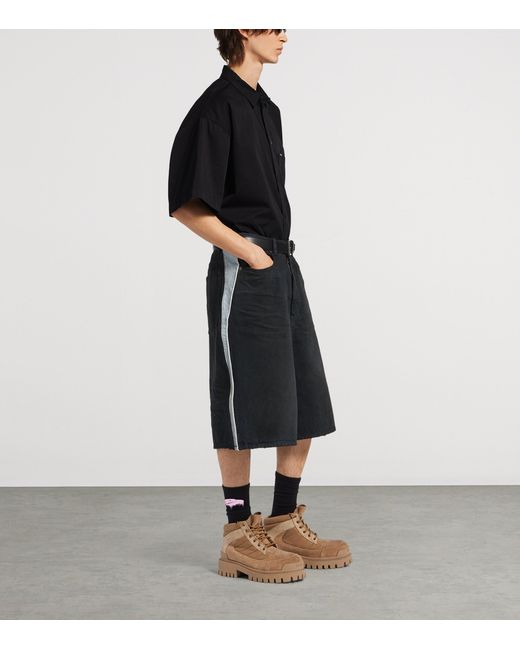 Balenciaga Black Cotton Workwear Short-Sleeve Shirt for men