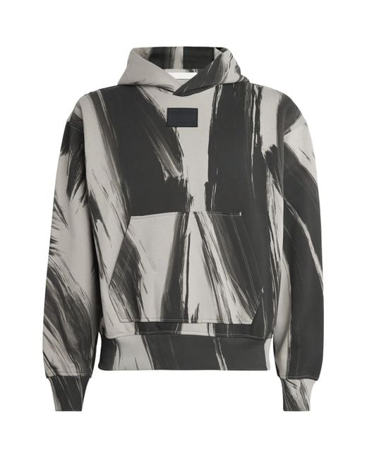 Helmut Lang Gray Cotton Brushstroke Print Hoodie for men