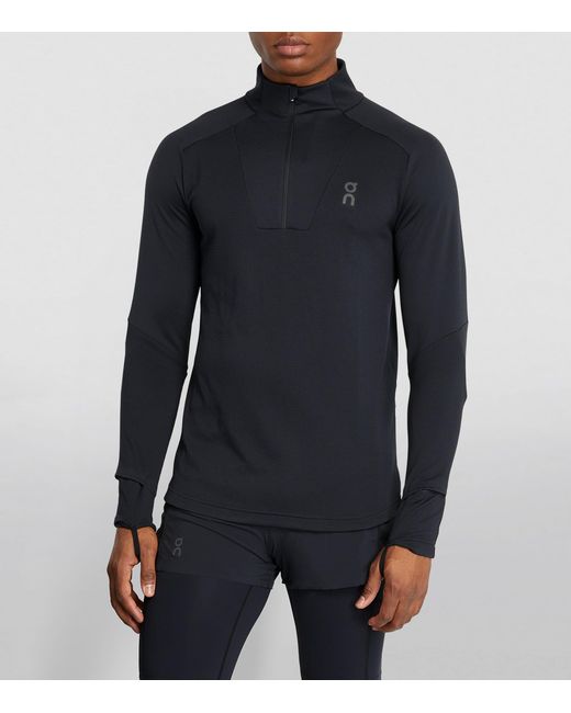 On Shoes Blue Climate Zip-Up Lg-Sleeve T-Shirt for men