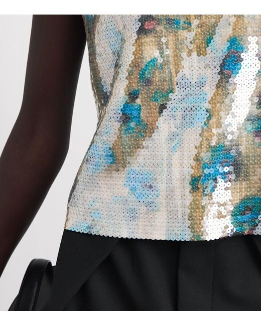 Tory Burch Blue Sequin Shell Top