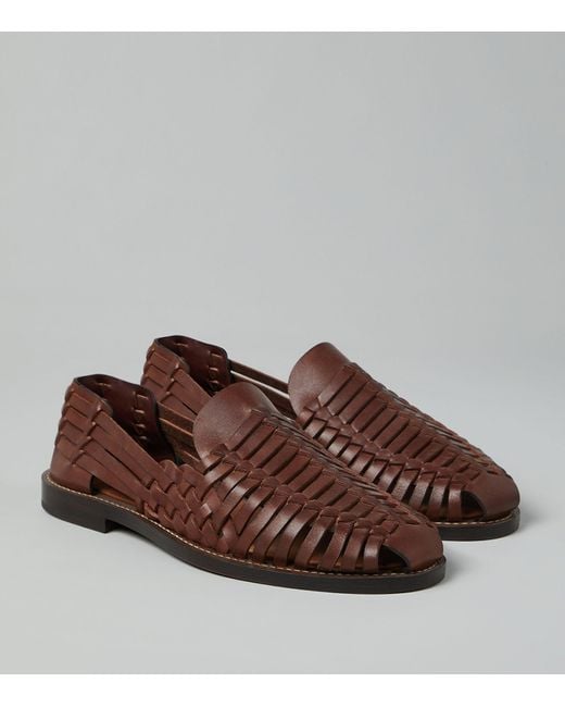 Brunello Cucinelli Brown Woven Leather Sandals for men