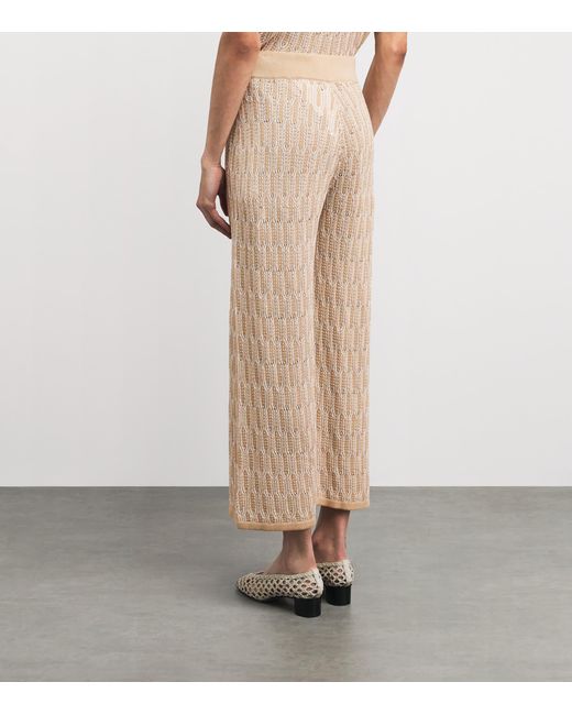 Lafayette 148 New York Natural Cotton Lace-Knit Wide-Leg Trousers