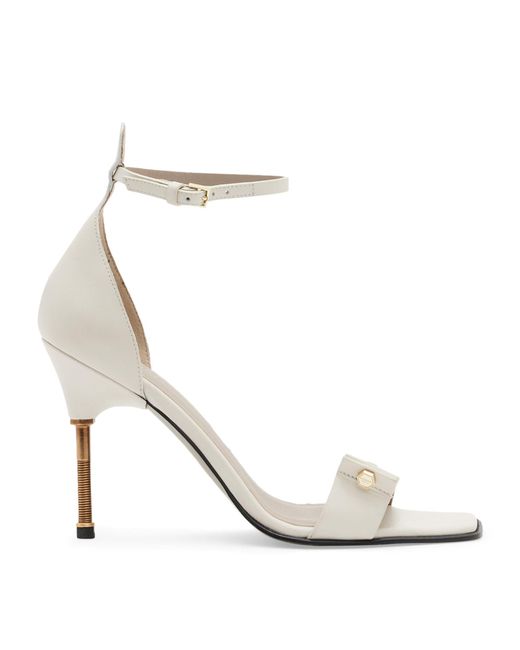 AllSaints White Leather Betty Heeled Sandals 100
