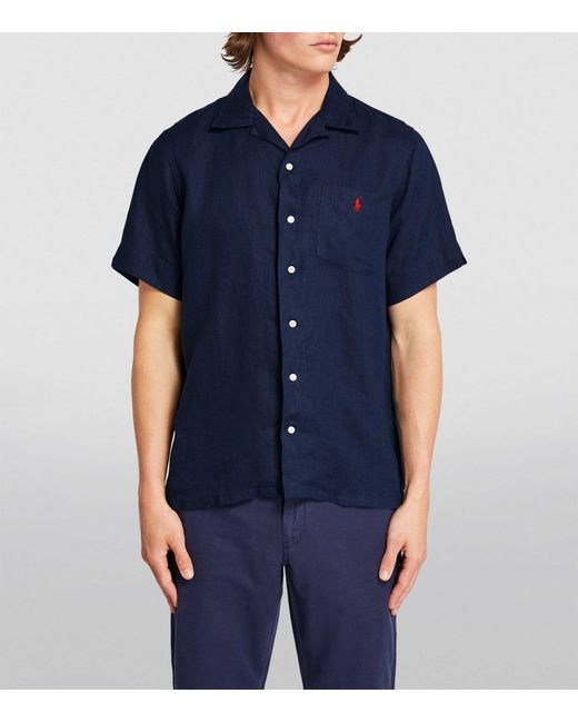 Polo Ralph Lauren Blue Linen Clady Polo Shirt for men