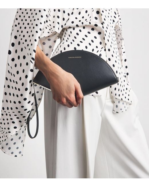 Carolina Herrera Gray Leather Consuelo Clutch Bag