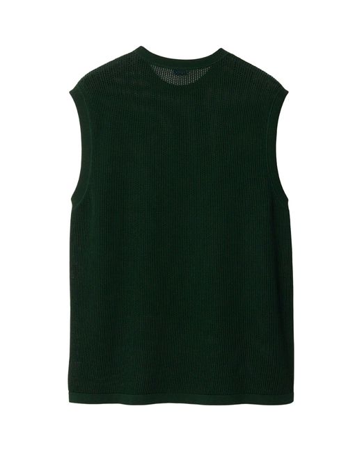Burberry Green Cotton Mesh Sleeveless T-shirt for men
