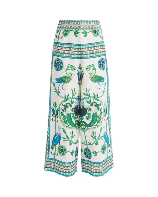 Lug Von Siga Green Linen Printed Maria Trousers