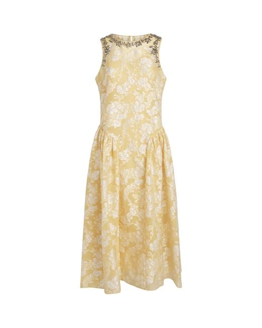 Cinq À Sept Metallic Organza Jacquard Florence Midi Dress