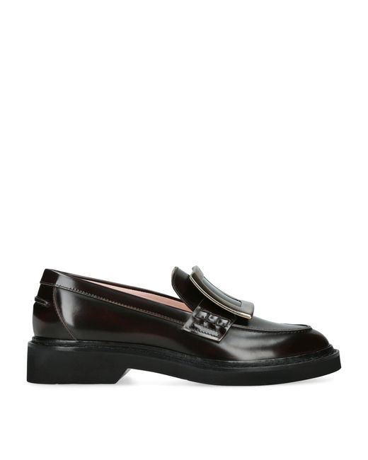 Roger Vivier Black Leather Viv' Rangers Loafers