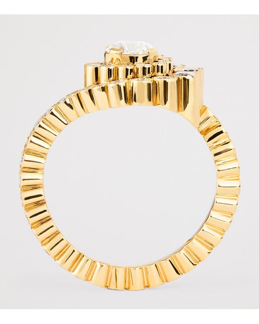 Sophie Bille Brahe Metallic And Diamond Plateau Ring