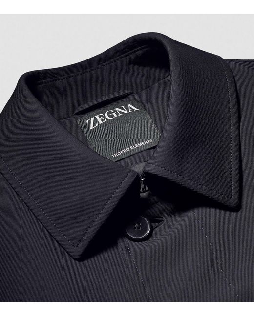Zegna Blue Trofeo Wool Overcoat for men