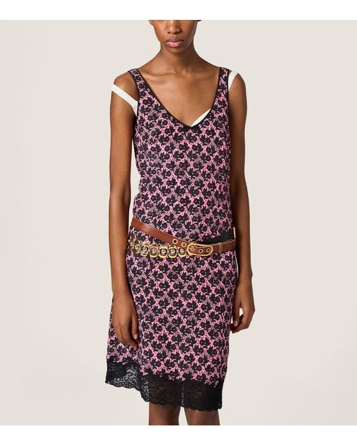 Miu Miu Purple Silk Floral Print Mini Dress