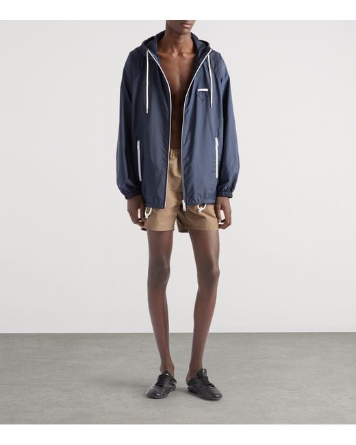 Prada Blue Re-Nylon Hooded Oversized Jacket for men
