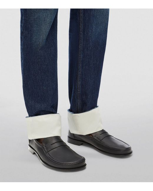 Loewe Black Leather Campo Loafers for men