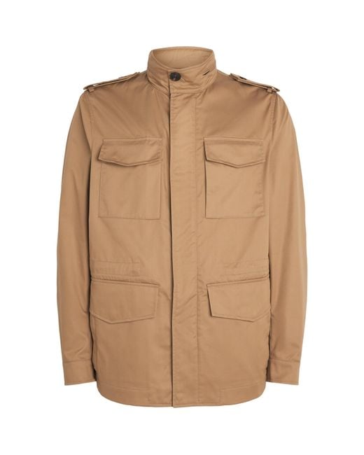 Pal Zileri Brown Cotton-Blend Field Jacket for men