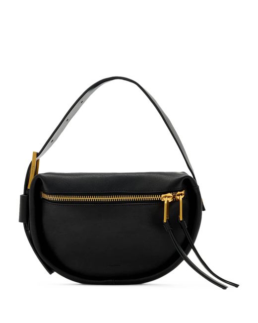 AllSaints Black Mini Leather Noemie Shoulder Bag