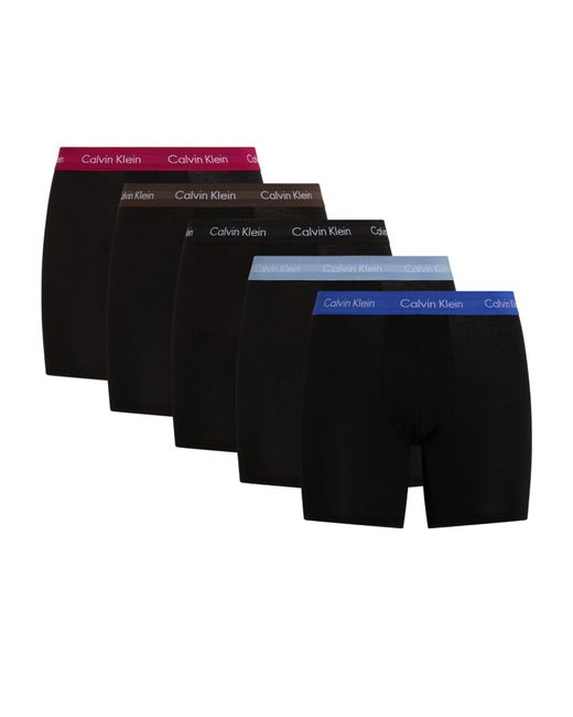 Calvin Klein Black Pack Of 5 Stretch-cotton Boxers for men