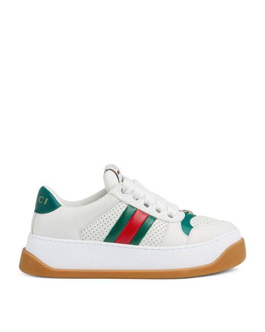 Gucci Blue Leather Screener Sneakers