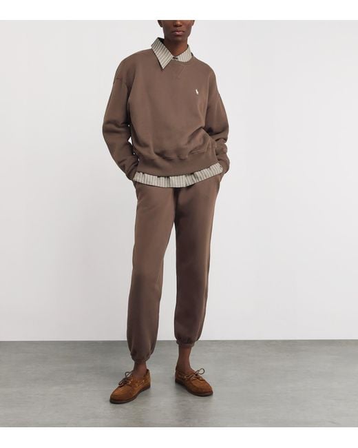 Polo Ralph Lauren Brown Cotton-Blend Cuffed Sweatpants