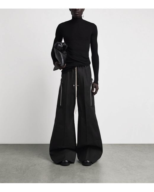 Rick Owens Black Stretch-Cotton Heizer Belas Cargo Trousers for men