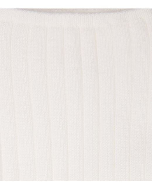 Falke White Stretch-Cotton Ribbed Socks